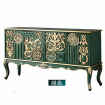 American French solid wood entrance cabinet Green foyer cabinet Living room locker side cabinet European club restaurant dining side cabinet