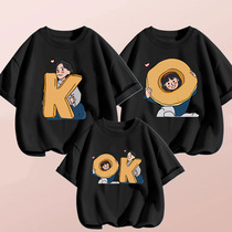 Internet celebrity bombs the street in summer fashionable pure cotton parent-child clothing for a family of three and four summer clothing bombs the street for mother and daughter fashionable short-sleeved T-shirts