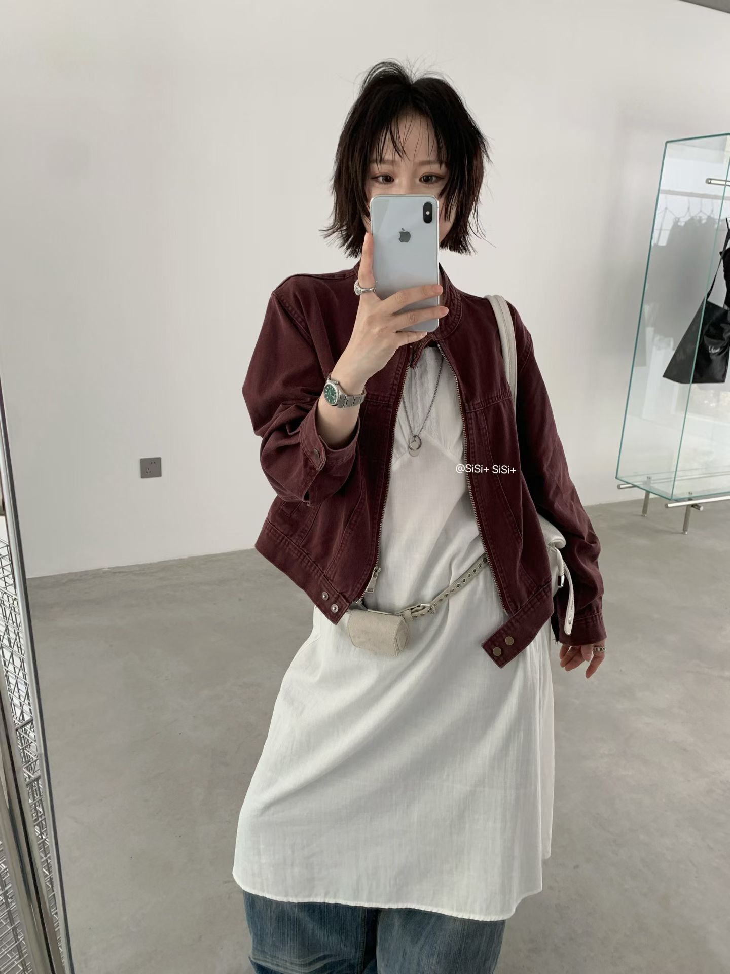 유럽 상품 고급 센스 식물 플러시 데님 짧은 여성 코트 가을 새로운 작은 키 패션 외부 가져 가라. 오픈 가디건 재킷 맨위 상세 이미지 4