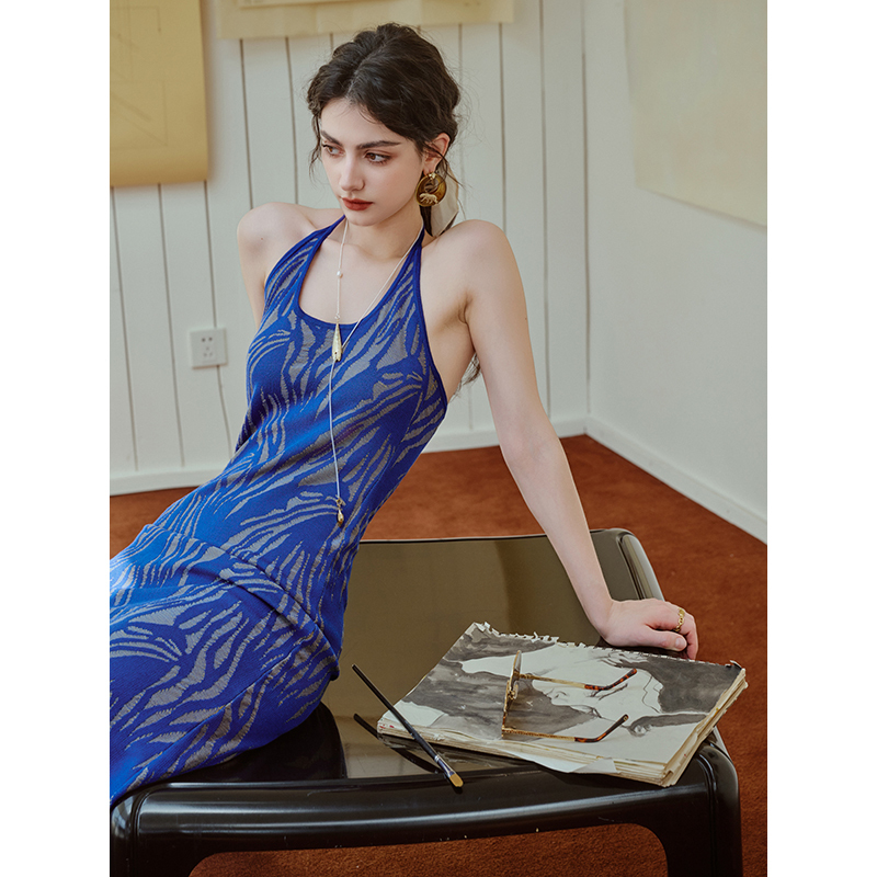 Reve Rui Fu｜California Island Italian Imported Two-Tone Double-Sided Silk Water Ripple Knit Dress