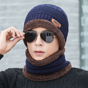 防寒毛线帽帽子男冬天加绒加厚