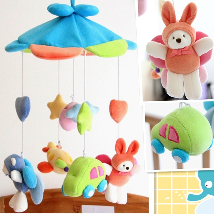 Sky City Bed Bell Music Box Music Rotating Cloth Plush Premium crib Bell Bed Hanging Toys