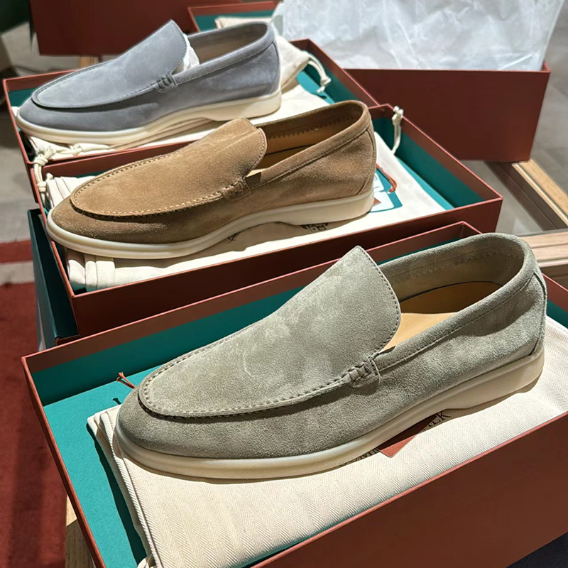 Swfk Beckham Style Sand-Colored White-Soled Shoes Lp Loafers Men's Slip-On Lazy Shoes Casual Flat Shoes