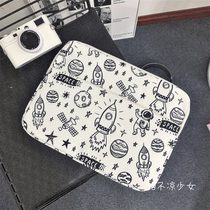 11-inch ipad tablet inner sleeve 14-inch astronaut laptop protective bag checkerboard graffiti storage bag