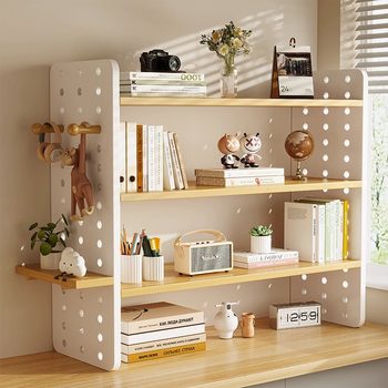 Solid wood desktop hole board learning bookcase