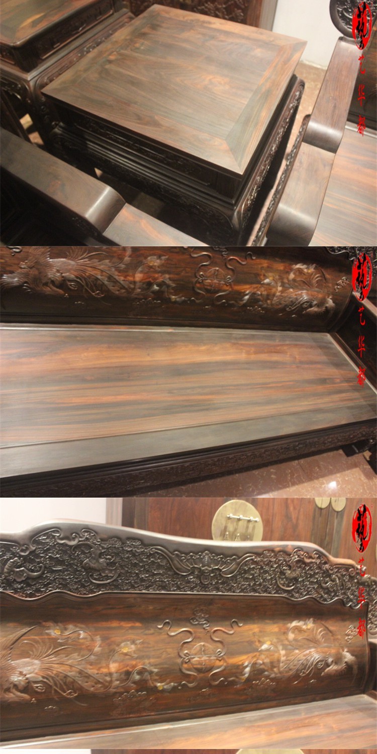 Nội thất gỗ gụ Lào gỗ hồng mộc đỏ Phoenix 13 mảnh sofa gỗ rắn phòng khách cổ - Bộ đồ nội thất mẫu giường ngủ đẹp