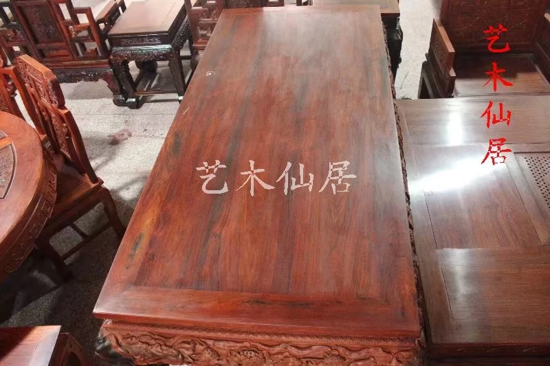 Gỗ gụ Xianyou Sian gỗ hồng mộc Nội thất gỗ hồng mộc đỏ Hoa sen Tranh gỗ rắn Gỗ hồng mộc Sian - Bàn / Bàn