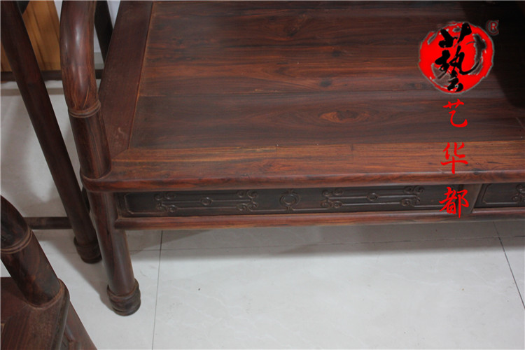Nội thất gỗ gụ Lào gỗ hồng đỏ Tân chạm khắc ghế sofa tròn 13 mảnh đặt ghế sofa gỗ rắn Sian Dalbergia - Bộ đồ nội thất giường ngủ hiện đại cao cấp