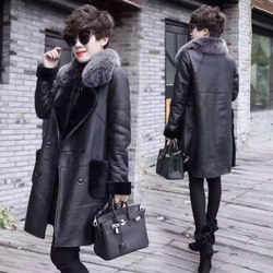 Fur integrated plus fattening Korean style sheep shear fur mid-length fur coat large fur collar imitation fur trendy coat ນໍາເຂົ້າ