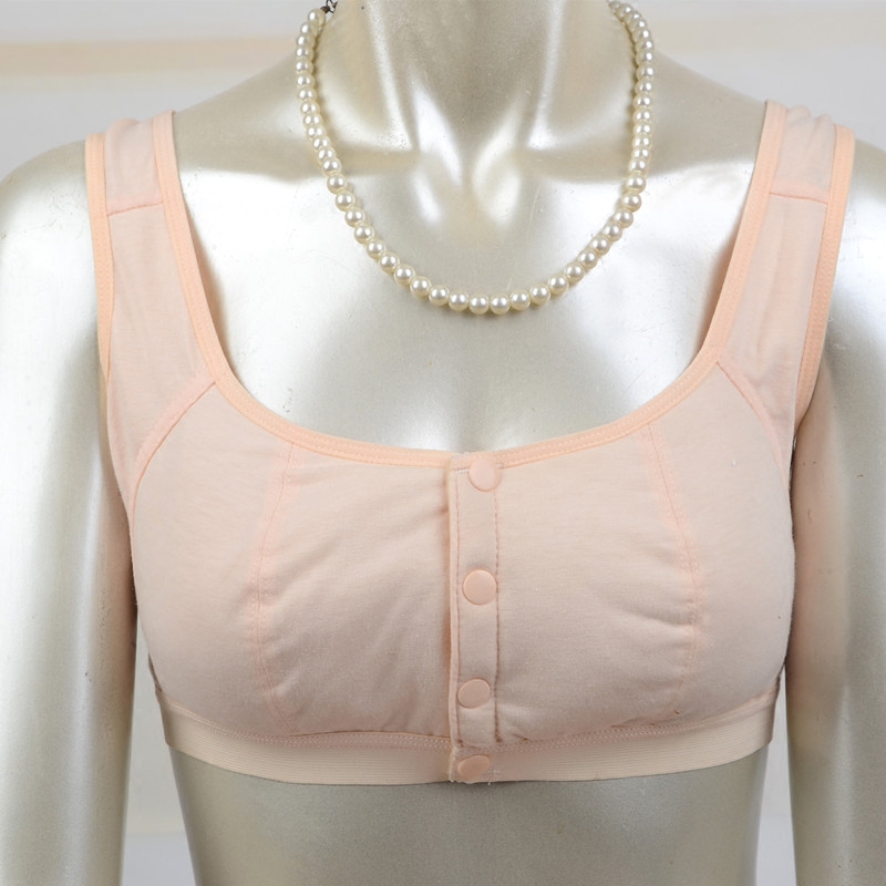 Pure cotton front buckle no steel ring bra cotton plus fertilizer middle-aged and elderly bra thin section women's vest type mother underwear