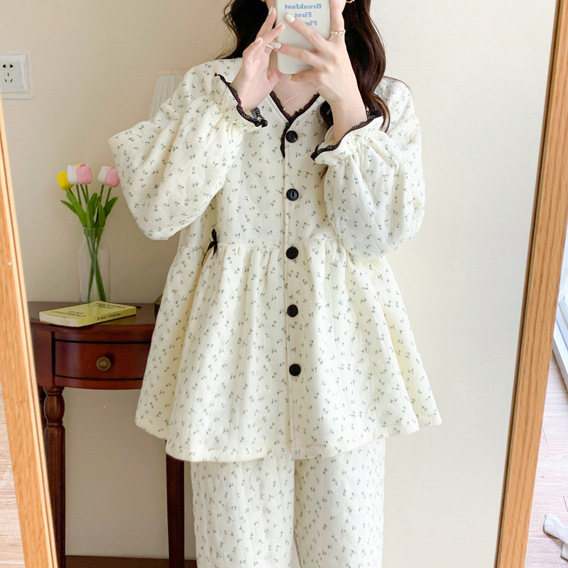 Autumn and Winter Air Cotton Maternity Clothes, Pure Cotton, Thickened, Loose-Fitting Maternity Pajamas, Nursing Discharge Clothes, Two-Piece Set with Zipper Autumn and Winter Air Cotton Maternity Clothes, Pure Cotton, Thickened, Loose-Fitting Maternity Pajamas, Nursing Discharge Clothes, Two-Piece Set with Zipper