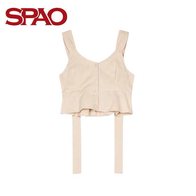 SPAO summer short vest women wear Korean version all-match self-cultivation open back with suspenders SPBN924S41