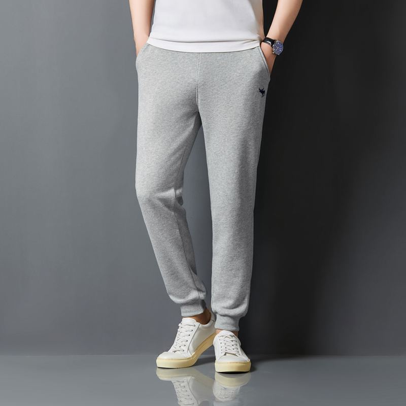 Spring and Summer Deer Print Black Thin Jogger Pants with Cuffs Af Men's Casual Sweatpants Pure Cotton Long Pants Trendy