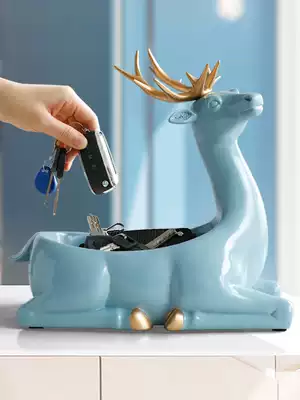 Creative lucky deer storage decoration Modern simple entrance coffee table key remote control box Home decoration decoration