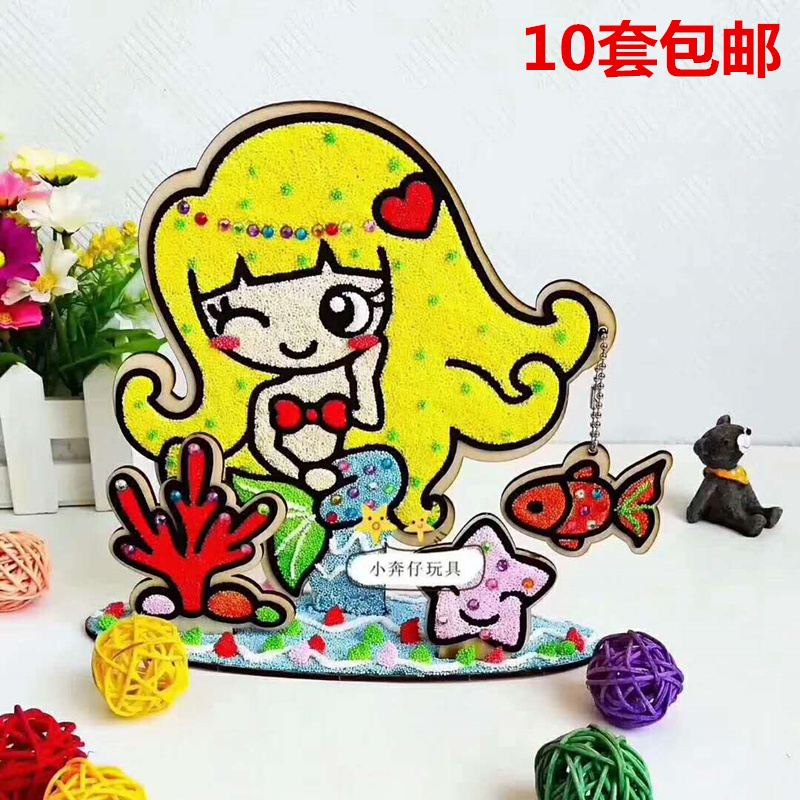 Children Diy Board Painting Snowflake Clay Pearl Clay Wood Frame Sticky Post Painting Pendant Painting Mold color painting Heat selling color