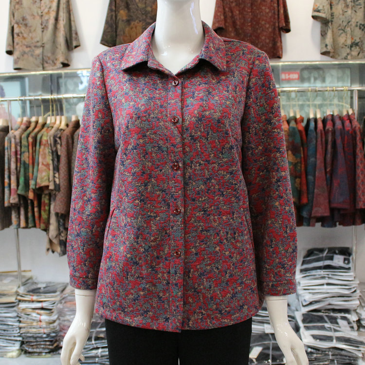 Yabaiwei C6668 Middle-Aged and Elderly Women's Collared Shirt, Fashionable Floral New Thick Shirt Top Yabaiwei C6668 Middle-Aged and Elderly Women's Collared Shirt, Fashionable Floral New Thick Shirt Top