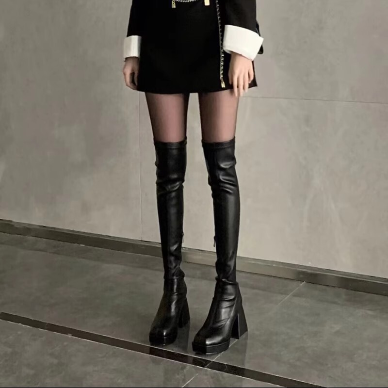 Long Boots for Plus-Size Women with Thick Legs, Large Size High Heels, Women's Shoes for Wide Feet, Thick Heels, Women's Shoes Size 41 to 43cm, Over-The-Knee Boots, Women's Boots Long Boots for Plus-Size Women with Thick Legs, Large Size High Heels, Women's Shoes for Wide Feet, Thick Heels, Women's Shoes Size 41 to 43cm, Over-The-Knee Boots, Women's Boots