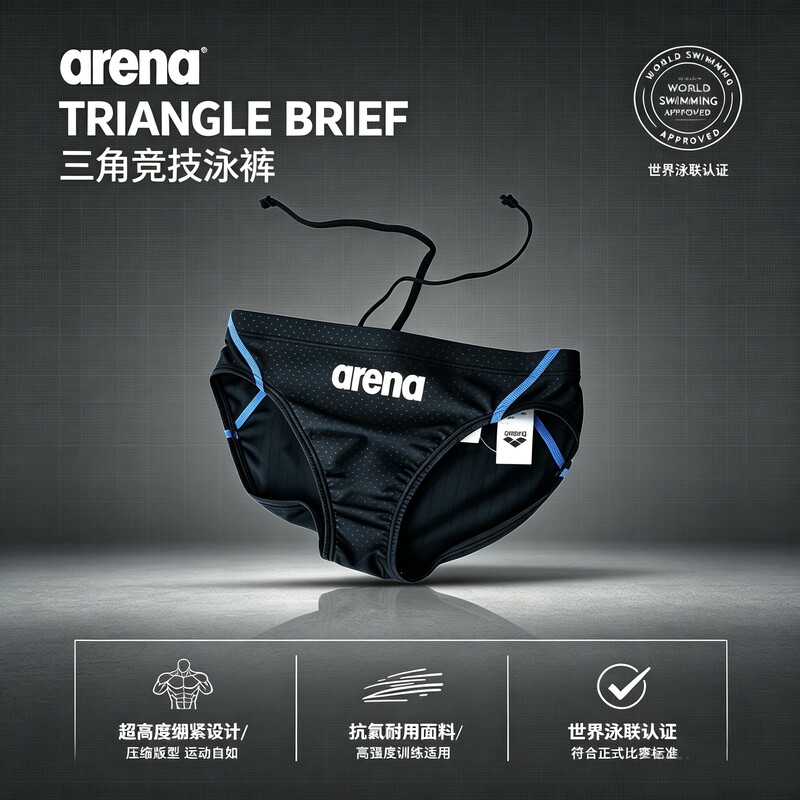 Arena Men's Triangle Swim Trunks Children's Competitive Swim Trunks Adult Water-Repellent Low-Resistance Swim Trunks