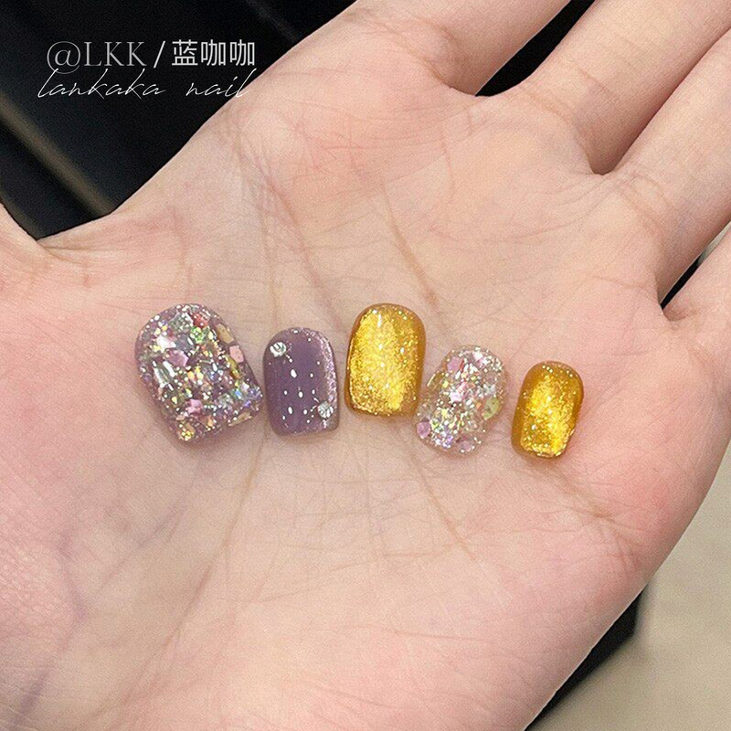 Short Style Wearable Nails 2026 New Model Stunning Handmade Wearable Nail Art Cat Eye High-End Summer Whitening Nail Patches