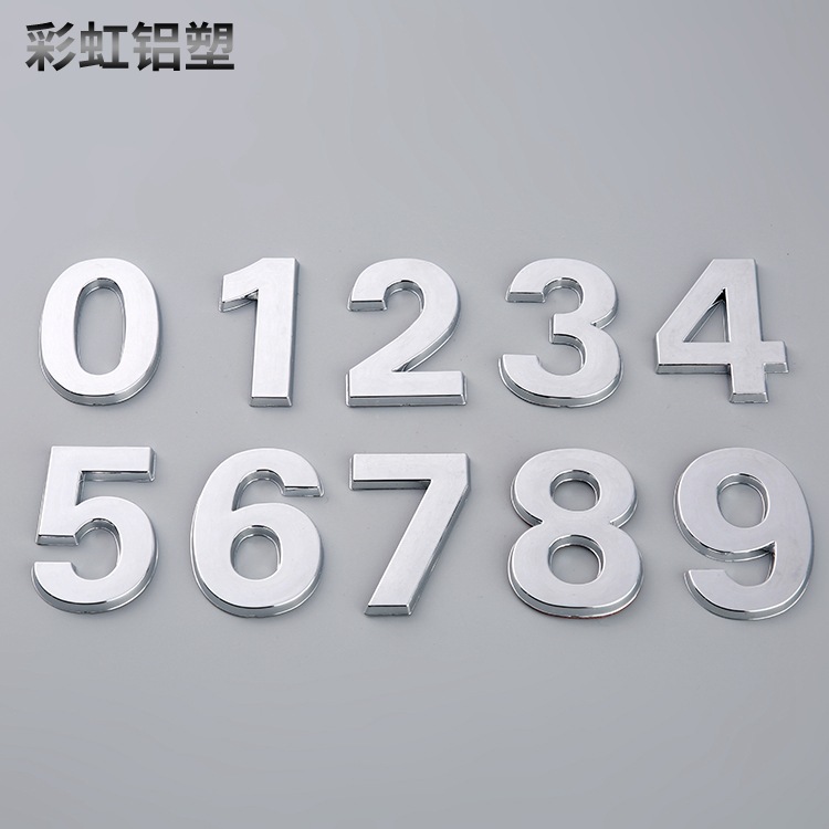 Customize imitation metal digital doorplate number plate stereo self-adhesive English letter sticker ID card room number plate home