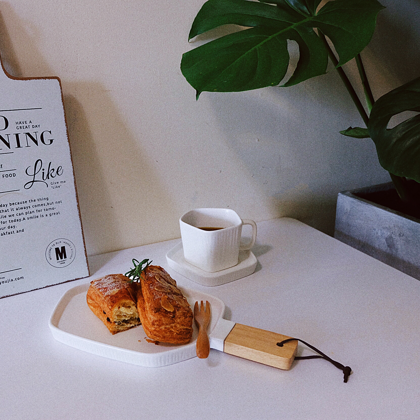 Matt Frosted Ceramic Coffee Cup Saucer Mug Wooden Handle Frosted Handle Tray Steak Plate Breakfast Plate