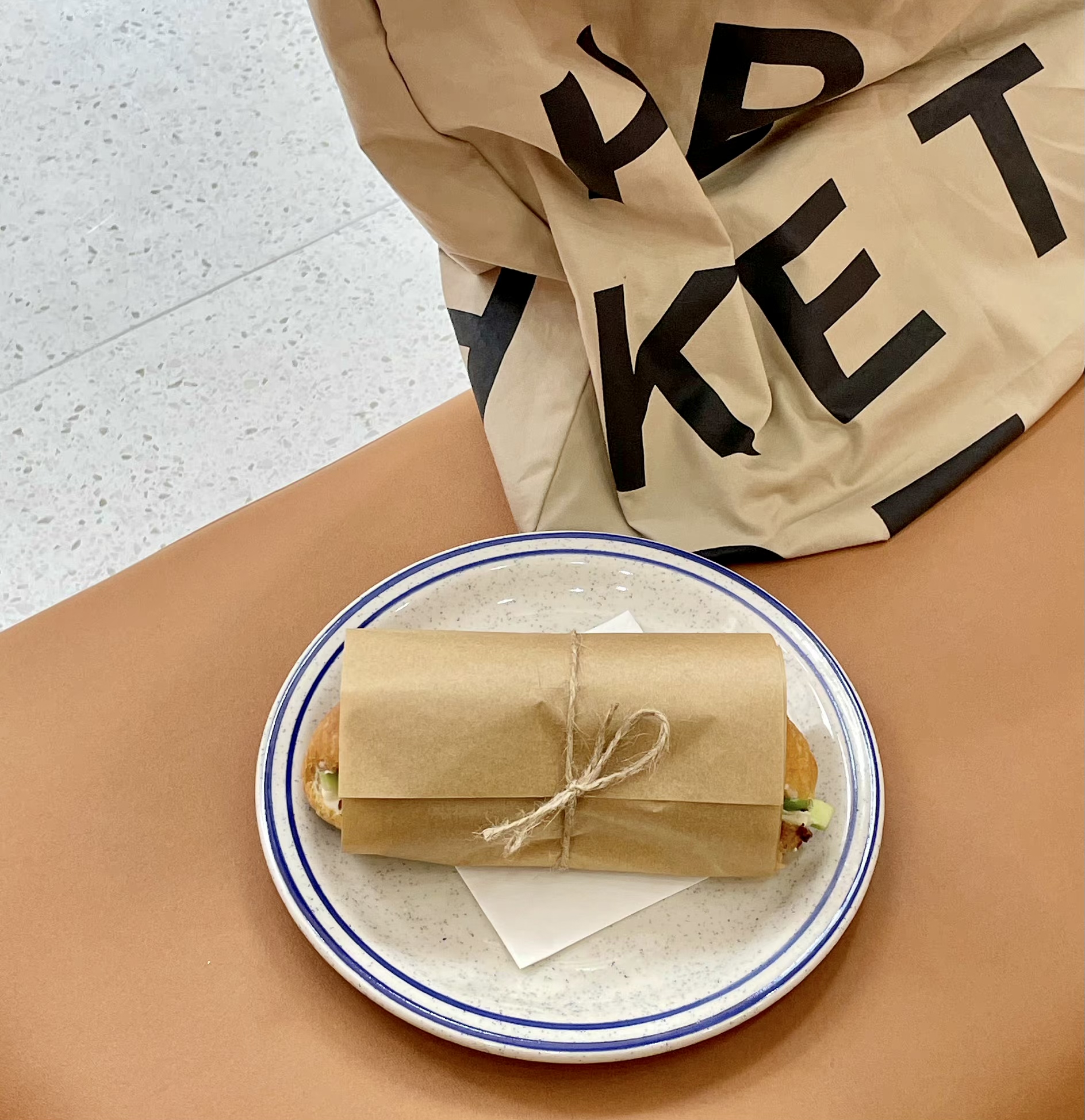 Su Su Spring and a simple naval air blue striped sesame glaze point ceramic dessert pasta breakfast plate
