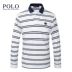 Royal Paul từ bi nam dài tay cotton nam ve áo nam sọc dài tay áo thun polo áo sơ mi chạm đáy - Polo áo có cổ Polo