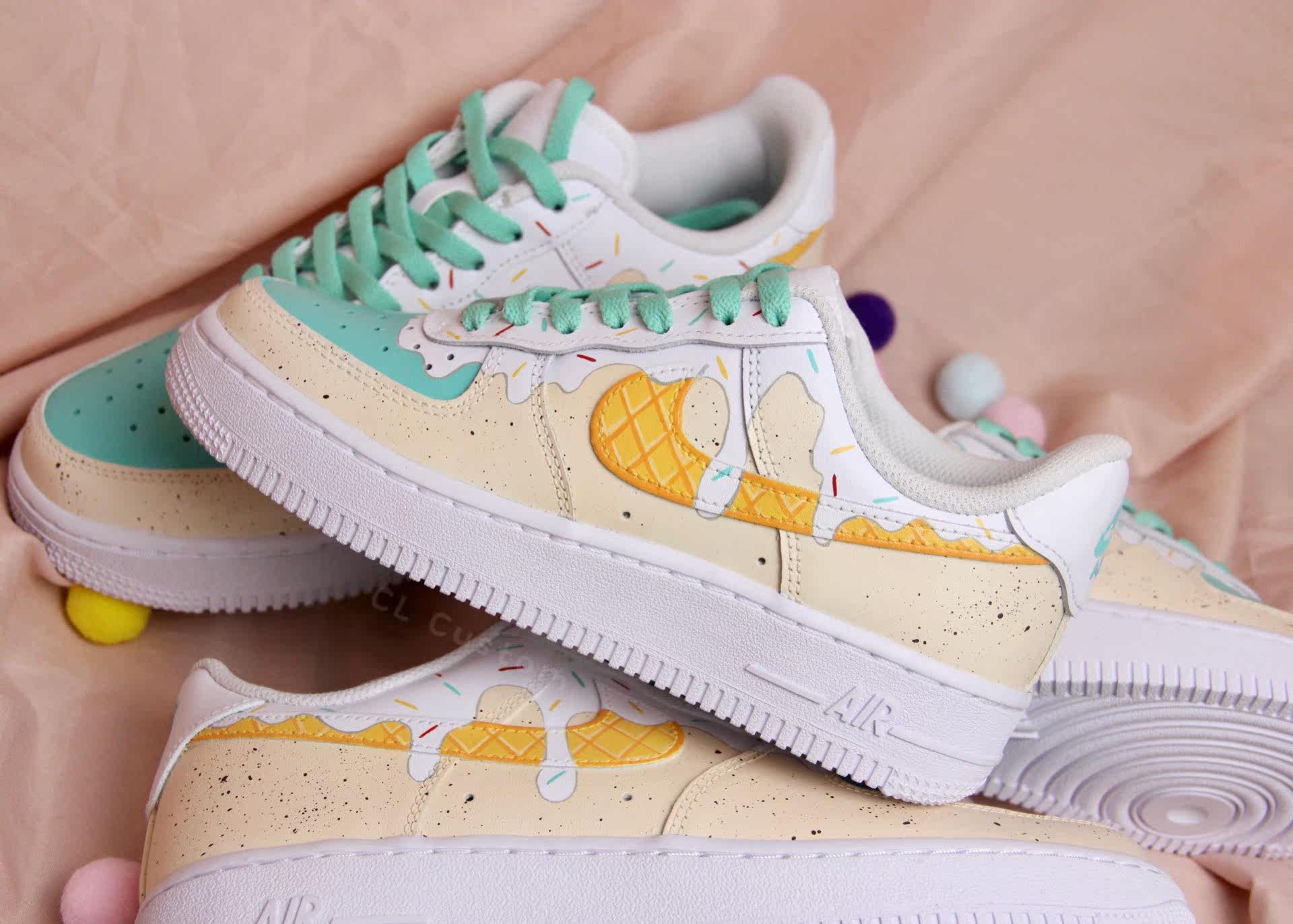 2021 Popular new CL Skies custom AF1 ice cream themed sneakers hand painted DIY service without shoes