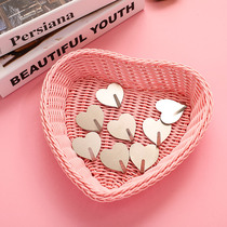 ins minimalist love peach heart shaped silver stainless steel adhesive hook nail free no trace sticky hook girl heart room decorative hook