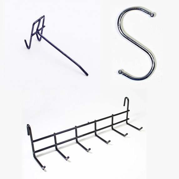Black and white hook S hook six-head hook wrought iron grid photo wall accessories supermarket store commissary shelf jewelry rack