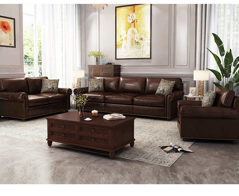 Ý Mỹ nhà da sofa da sofa Nghệ thuật 1 + 2 + 3 ghế sofa ghế sofa nội thất căn hộ kích thước phòng khách - Ghế sô pha sofa giường