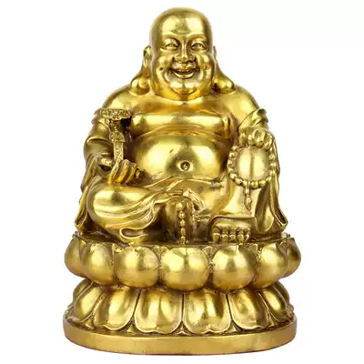 Bronze Maitreya ornaments copper sitting lotus laughing Buddha statue big belly Maitreya Buddha shop home furnishings