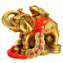 Pure copper rich and noble Chinese elephant on the golden toad ornaments copper elephant home feng shui decorations