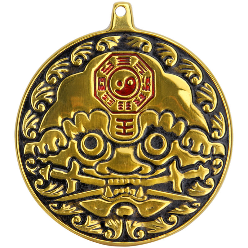 Bronze tiger head lion bite sword pendant gossip mascot copper beast head gossip mirror copper gossip mirror