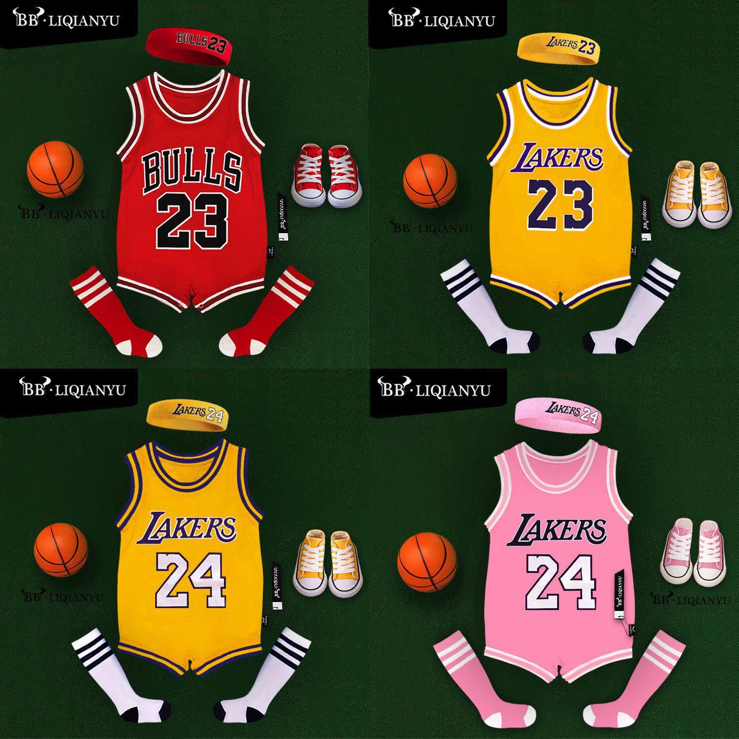 Newborn Pure Cotton Clothes Full Moon Baby Climbs to Baybirthday Baby Photography clothes red Lions basketball Hays