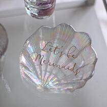 Dream Tian Liangpint] Teenage Girl Wind Glass Dazzling Shells Soap Dish Small Trays Gold Letters Softly Loaded with Jewelry Containing discs
