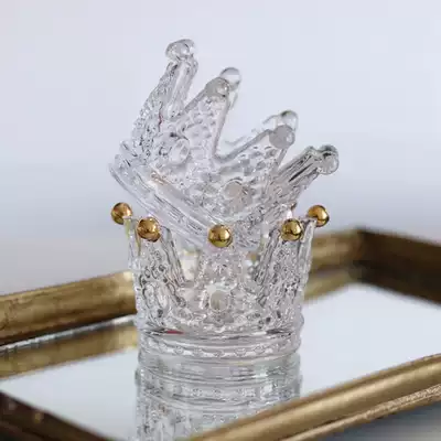 Mengtian Liangpin Glass polka dot embossed mini crown decoration Jewelry dish candlestick soft decoration gift