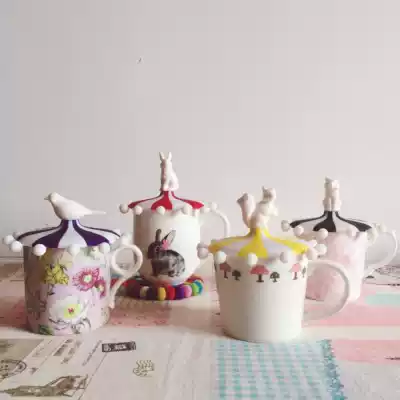 Mengtian good creative cute circus beaded animal food grade silicone cup lid original packaging