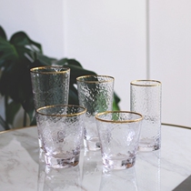 Mengtian Liangpin] Western style ins hand-painted gold-trimmed corrugated glass drink juice cup