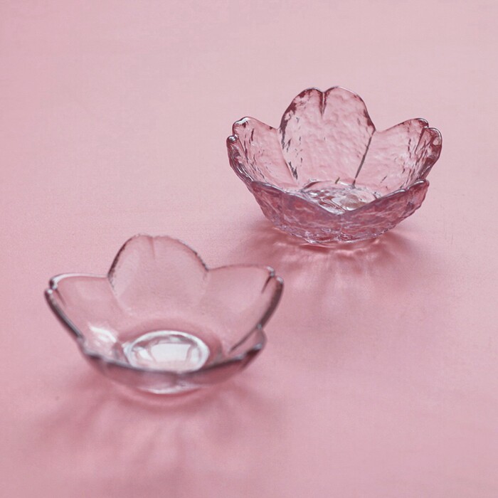 Dream field Good tasting] Exports Japan hammered frosted pink cherry blossom glass Saucer Sauces sauces