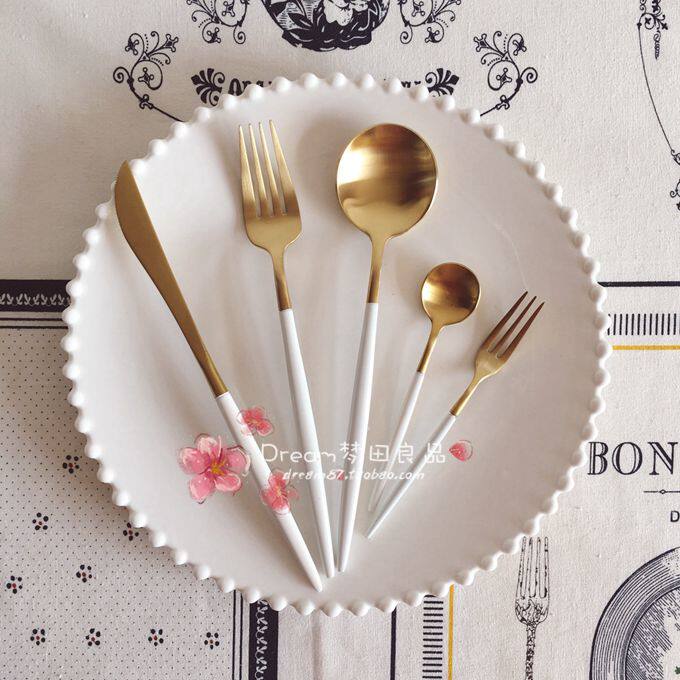 (Dream Field good products) matt drawing Platinum Stainless Steel Knife Fork Spoon Western Dining Cutlery Annie Series