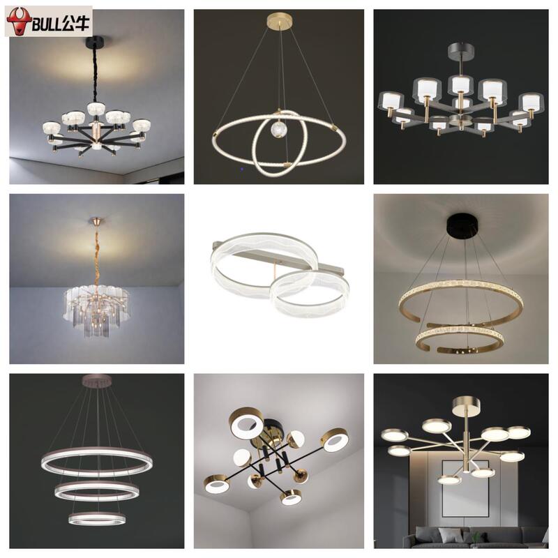 Simple Modern Minimalist Living Room Dining Room Bedroom Chandelier Led Light Starry Coffee Color Chinese Style Smart