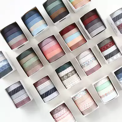 Core Mo retro solid color hand account and paper tape combination whole roll set hand account film base decoration color sticker