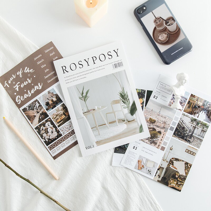 Rosy Posy Life journal hand account Collage Sticker material ins Wind Nordic Magazine Style Sticker Set book