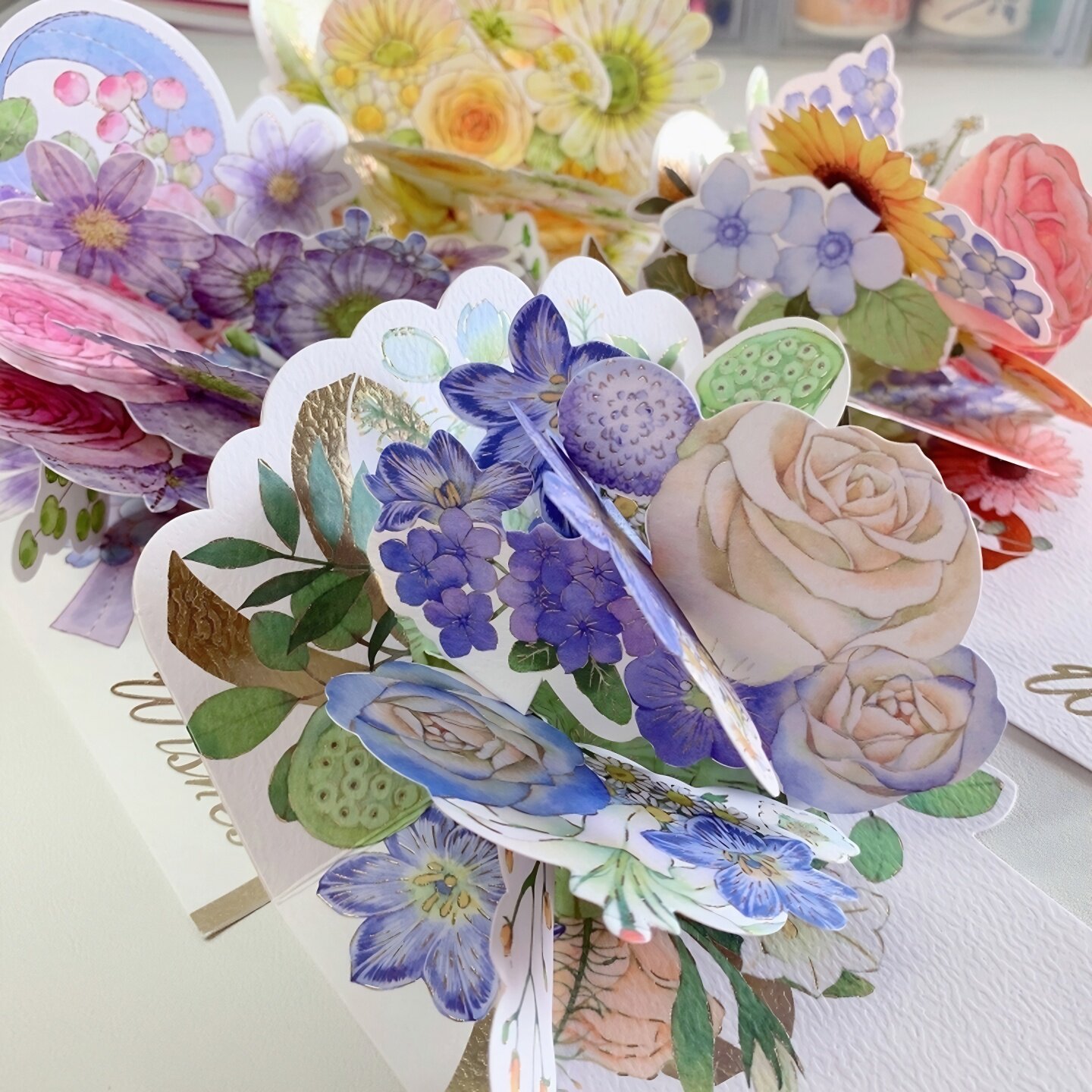 花束立体贺卡教师节送老师中秋节感恩祝福礼物装饰手工diy小卡片
