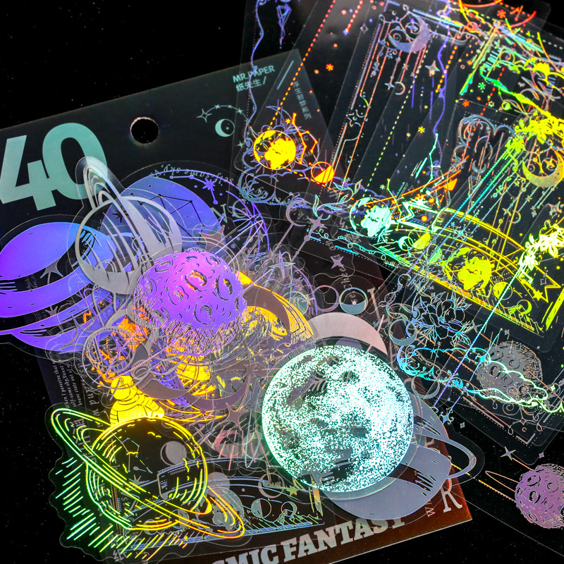 Floating PVC Laser Stickers in Wind Gum Card Scenic Account Material Decoration Small Pattern Graphic Pattern