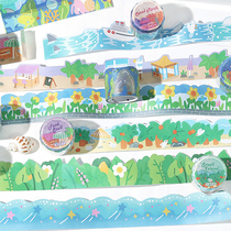 Sea Wind Island Drift notes and paper adhesive tapes Korean hand tents Sticker Wave-shaped scenery Scenery Profiled Hand Ledger Rubber Roll