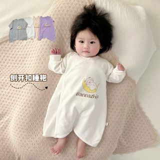 Anti-kicking quilt baby pajamas with diagonal buckles sleeping bag pure cotton boneless spring and autumn jumpsuit baby nightgown clothes home clothes
