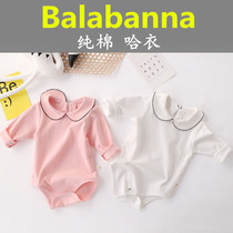 Baby girl spring and autumn pure cotton lace doll collar bottoming shirt Baby white one-piece romper Girls autumn clothes