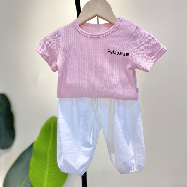 Infant summer thin internet celebrity suit summer clothes ເຄື່ອງນຸ່ງຫົ່ມເດັກນ້ອຍຜູ້ຊາຍແລະແມ່ຍິງເດັກນ້ອຍອາຍຸ 1 ປີ 3 ເດັກນ້ອຍຕ້ານການກັນຍຸງ pants ເຄື່ອງນຸ່ງຫົ່ມ